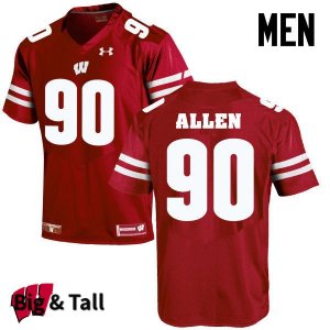Men's Wisconsin Badgers NCAA #90 Connor Allen Red Authentic Under Armour Big & Tall Stitched College Football Jersey FV31X68BH